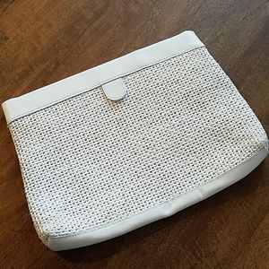 Vintage white woven clutch